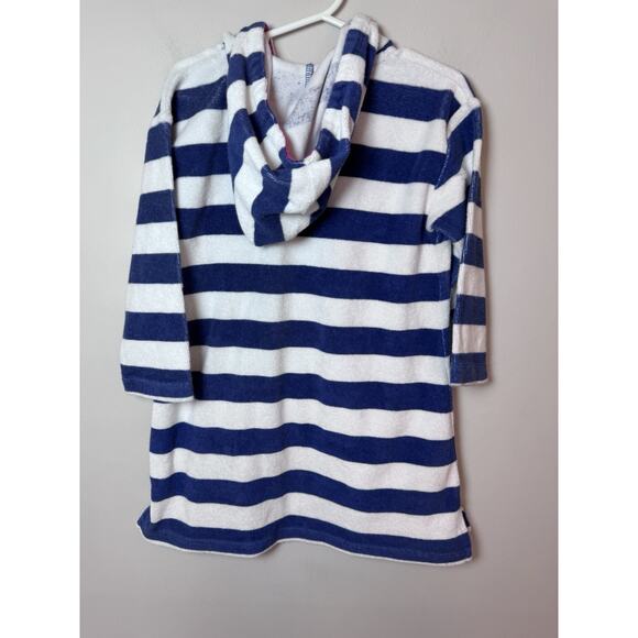 Garnett Hill Kids Blue White Stripe Terry Cloth Swim Cover Up Sz XS (2-3) NEW - Picture 3 of 8